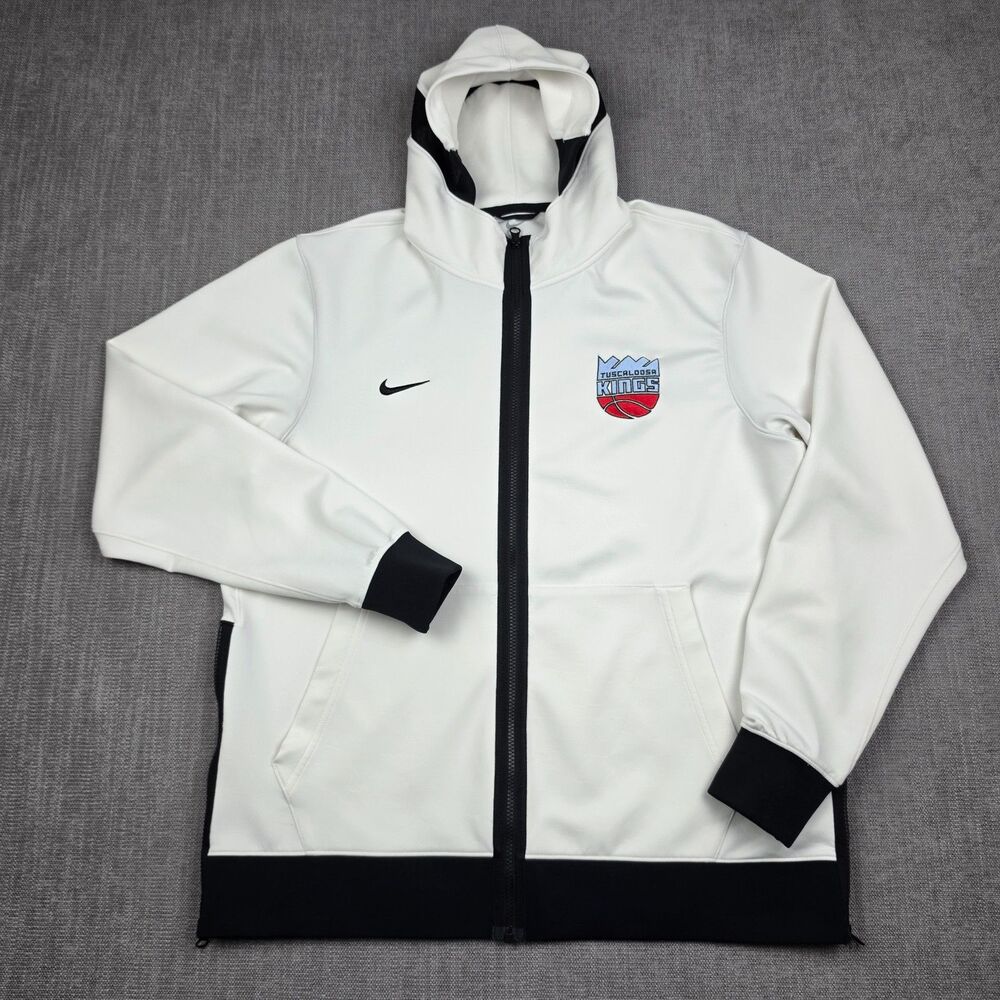 Nike Dri-Fit Mens XL Full Zip Athletic Hoodie Sweatshirt White Black Tuscaloosa